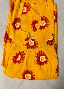 Yellow Pure Cotton Floral Nightgown