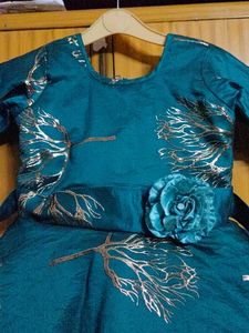 Teal &amp; Gold Girls' Party Dress