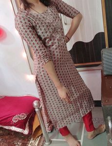 Red Lovely Gotta Patti Work Kurti❤