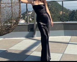 Elegant Black Satin Slip Dress