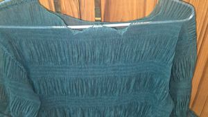 Flowy Smocked Teal Top- Sheer Top