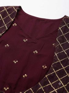 Elegant Maroon Kurta Set with Golden Accents