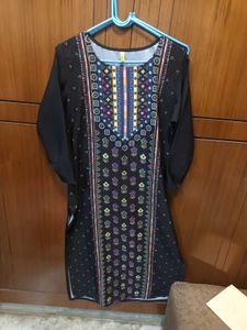 ✨ Preloved Black Printed Crepe Kurta for Sale ✨