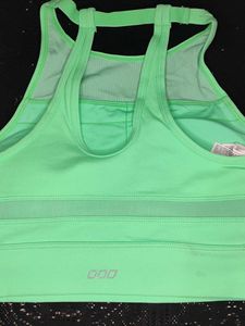 Neon Green Padded Sports Bra with Mesh Detail