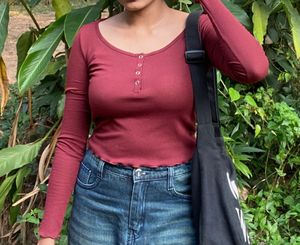 Burgundy Long Sleeve Top