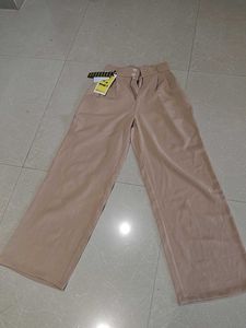 High-Waisted Beige Wide-Leg Pants
