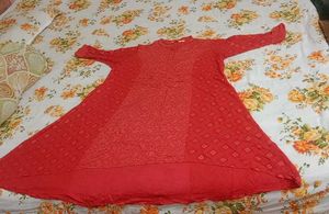 Red Foil-Printed Kurta