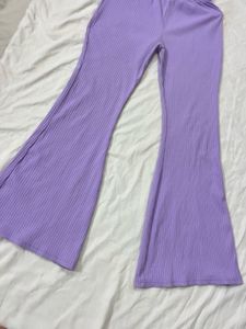 Lavender Ribbed Flare Pants
