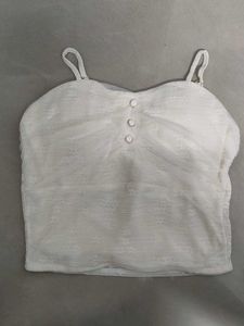 Cream Lace Button-Up Camisole Top