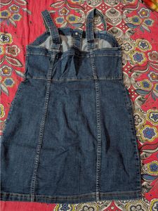 Denim Button-Front Pinafore Dress