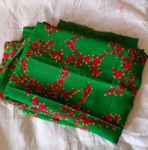 Vibrant Green Floral Saree