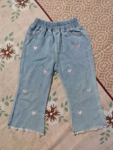 Cute Heart Embroidered Denim Jeans
