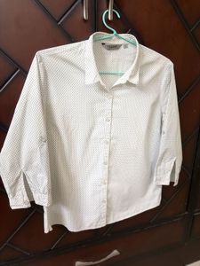 White Polka Dot Button-Up Shirt