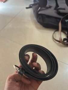 Stylish Black Belt with Silver Ring