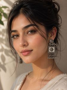 Antique Silver Oxidised Statement Earrings