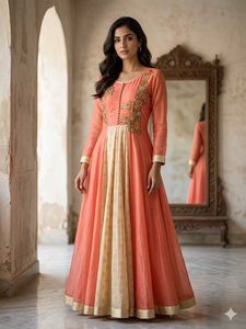 Elegant Peach Anarkali Gown