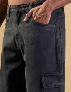 Men's Charcoal Grey Cargo Jeans