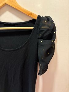 Chic Black Top with Beautiful Sleeves