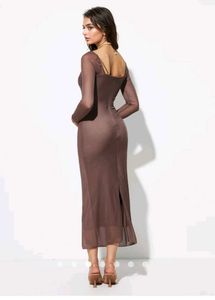 Sheer Ruched Long Sleeve Dress
