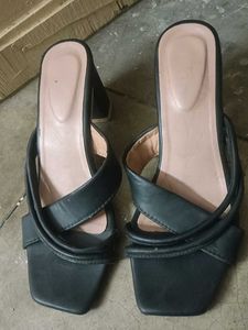 Chic Black Heeled Mules