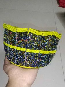 Beaded African tribal cap / basket