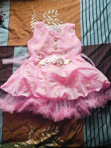 Pink Frock with Floral Detailing