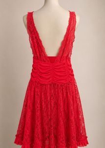 Red Lace Halter Neck Dress
