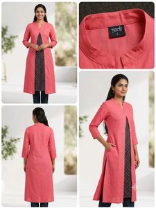 New Soch Pink Front-Open Coat Style Kurti