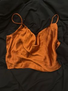 Satin Cowl Neck Tank Top