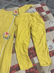 Vibrant Yellow Floral Kurta Set