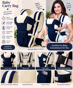 👶 Navy Blue &amp; Cream Baby Carry Bag