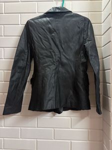 Classic Black Leather Blazer
