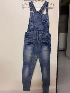 Denim Dungarees with Bow Detail