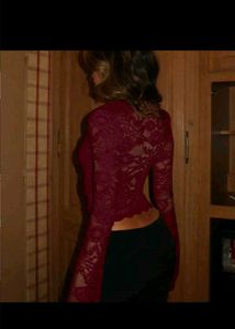 Burgundy Lace Sleeve Top