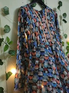 Blue 🔵 multi Color Cotton Formal Dress