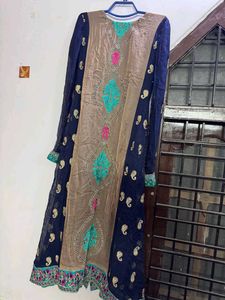 RAMSHA Elegant Navy Blue Embellished Kurta