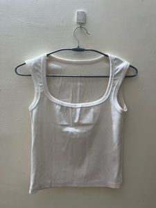 Cream Square Neck Tank Top
