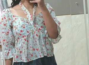 Floral Print Halter Neck Top