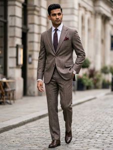 Classic Men's Brown Tweed Suit