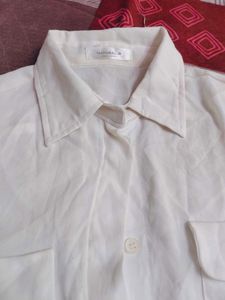 Cream Collared Button-Up Shirt