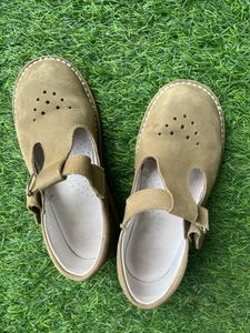 Imported Olive Green T-Strap Shoes From Paris