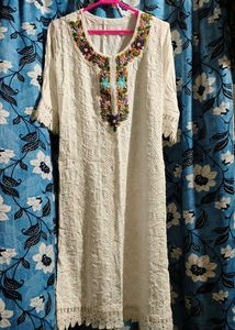 Embroidered White Kurta