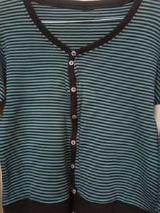 Striped Button-Up Cardigan