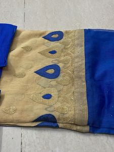 Elegant Blue and Gold Saree with blouse