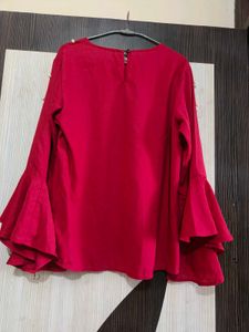 Stylish Red Pearl Embellished Kurta