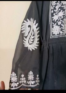 Embroidered Grey Dress