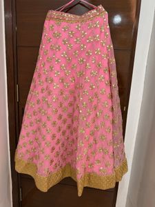 Stunning Pink &amp; Gold Embroidered Lehenga