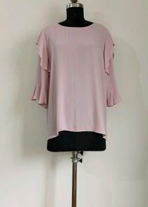 Dusty Pink Ruffle Sleeve Blouse