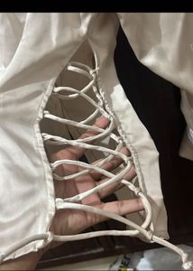 Chic Lace-Up Satin Blouse shirt
