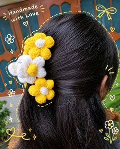 Handmade Crochet Flower Hair Clips
